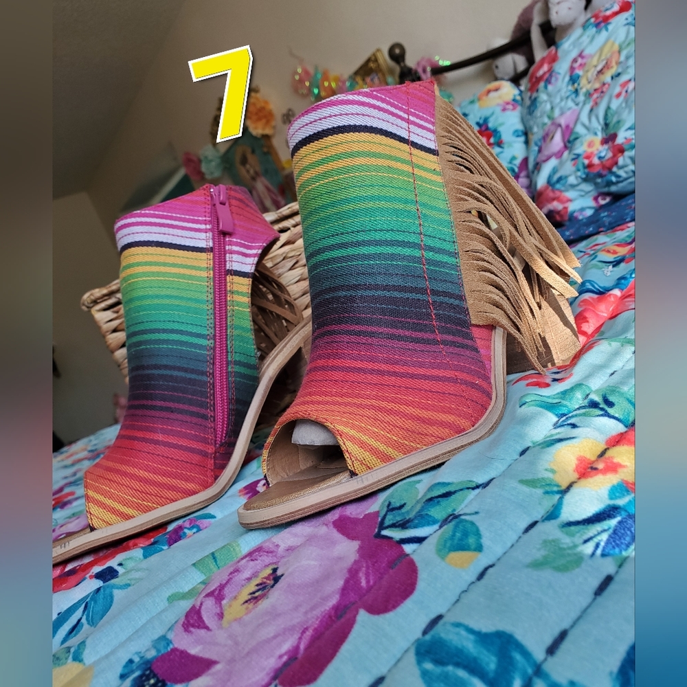 Very Volatile Fringe Serape Heels